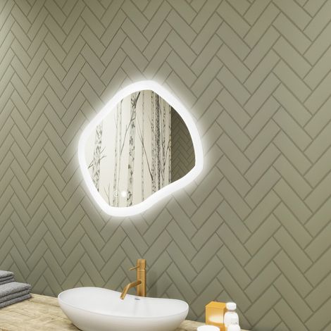 Artforma Miroir de salle de bain avec éclairage, 74x64, Interrupteur tactile, Anti-buée, LED Dual, Miroir Ovale (1/5)