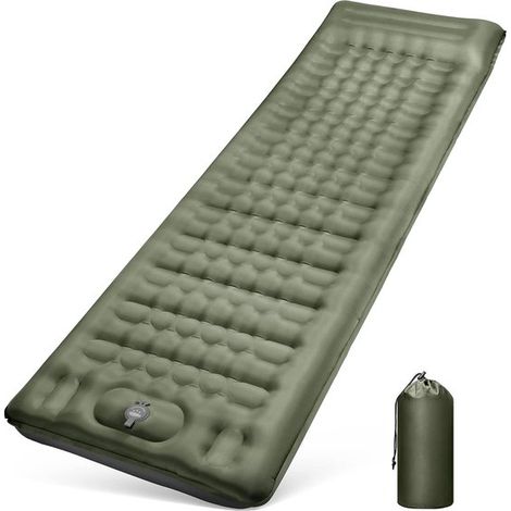 Selbstaufblasende Camping Isomatte, 12 cm dick, mit Fußpumpe und Kissen, ultraleichte, wasserdichte Outdoor Luftmatratze, reißfeste Isomatte für (1/5)