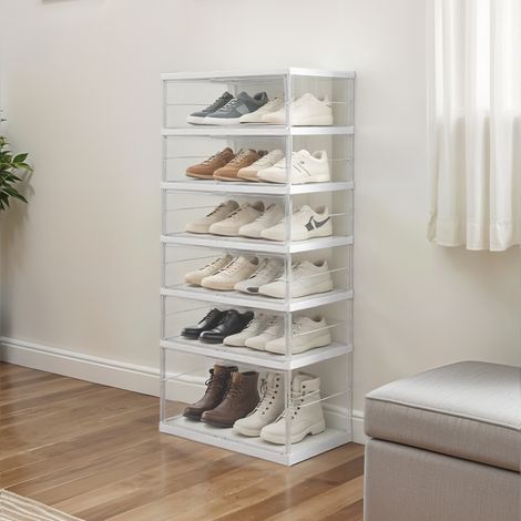 Six-layer Transparent Foldable Home Shoe Rack 57cm(W) x 38cm(D) x 127cm(H) (1/5)