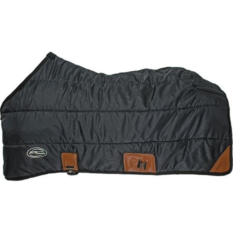Coperta da box per cavalli taglio americano imbottita 350g modello Austin : 155 cm, Nero (1/4)