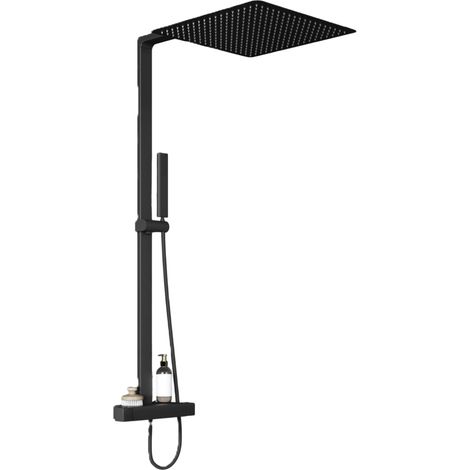 Duschsäule Thermostat Bernstein NT6705 Schwarz matt inkl. Duschschlauch und Handbrause mit Duschkopf 40x40cm Schwarz (1/5)