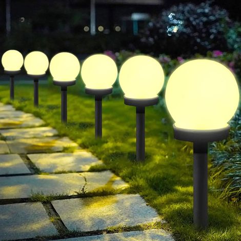 Solar Outdoor Garden Ground Lights, Solar Garden Lights, Waterproof Outdoor Lights, Solar Path Lights, Round LED Globe Ball Lights, Outdoor Stake Lights