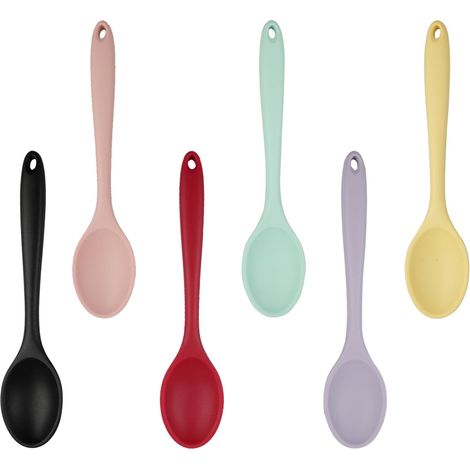 6 Pièces Cuillèe à Sevi,Antiadhésive Cuillee en Silicone Cuisine,20.3 x 4.5cm Cuillèe à Mélange Long Manch Pou Mélange,Cuie,Sevi (1/3)