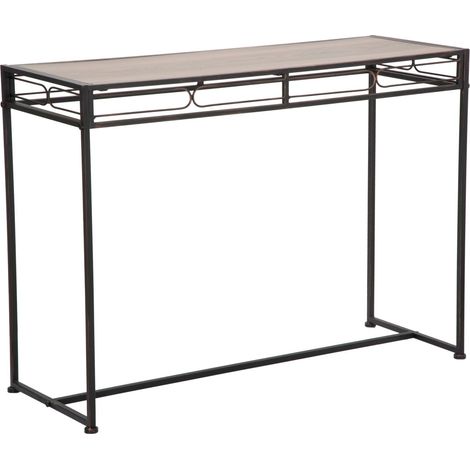 Console Essential 110x40x80 cm in Ferro e MDF Nero e Marrone (1/5)