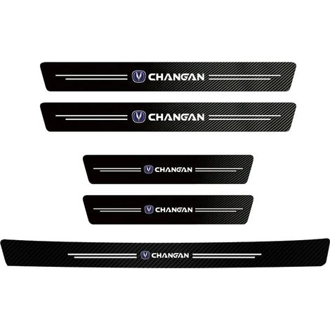(5 pièces pour portières de voiture x coffre) Protection de seuil de portière en cuir et fibre de carbone, compatible avec Changan UNI-K CS35 CX70 CS85 CS55 CS75 CS15 F70 Alsvin Star (1/4)