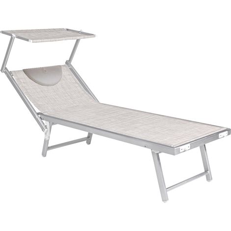 Einzelstrandbett mit Sonnenschirm und Kopfstütze 'Budelli' - Cm. 188X67XH.38