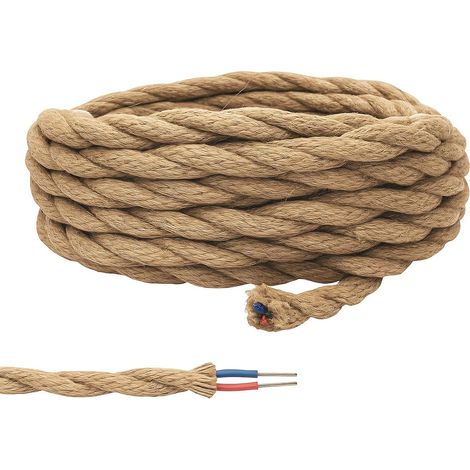 5m Corde Electrique 2 Noyaux Fil électrique Tissu Cable 2x0.75mm² Electrique Corde Rétro Corde de chanvre tressé torsadée Câble pour Accessoires de Lampe à Suspendre Rétro DIY (1/5)