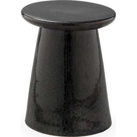 Tabouret en céramique noir design élégant pour salon ou terrasse - noir brillant céramique