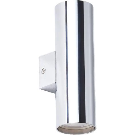 Applique murale métal chromé, éclairage haut/bas, GU10 18cm