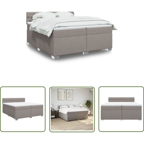 The Living Store Boxspringbett mit Matratze Taupe 200x200 cm Stoff - Boxspringbett - Doppelbett - Bettsofa - Schlafsystem - Tapete (1/5)