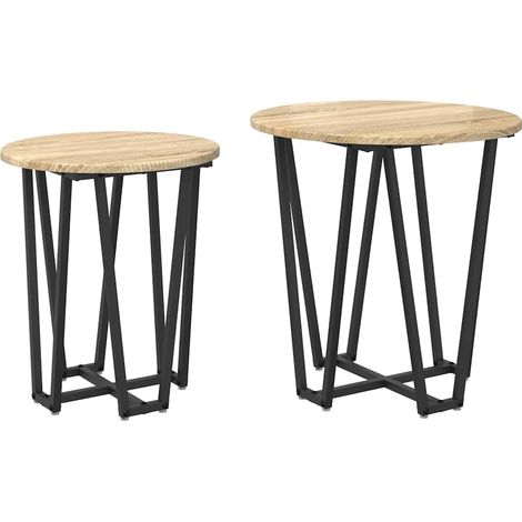 Maison Exclusive - Beistelltisch-Set 2 pcs Sonoma Eiche und Schwa