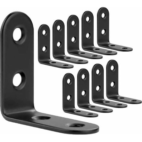 50 pieces of black stainless steel mounting brackets 40 x 40 mm, metal corner brackets for furniture fastening and repair, reinforcement of joints, black (1/5)
