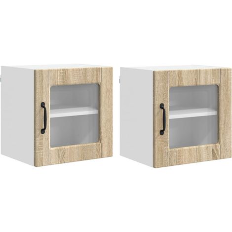 Maison Exclusive - Armario de vidrio para pared PORTO 2 pcs Roble