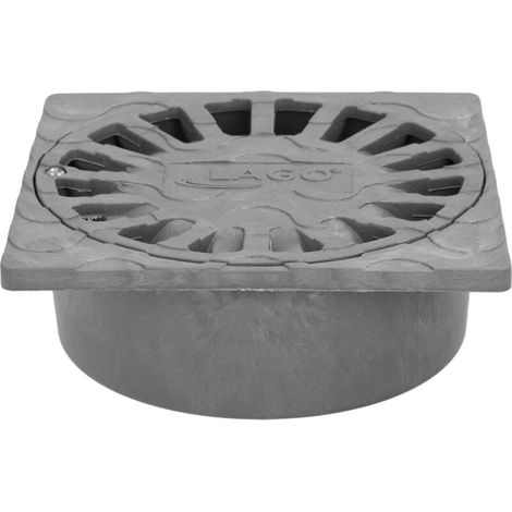 Drain Siphonique - 1 Pièce - PVC - 15x15 cm - Hauteur 6 cm - Sortie Verticale 75 mm / 50 mm - Pour Patio Et Terrasse (1/5)
