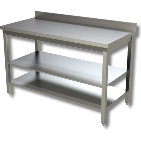 Table avec 2 etageres avec dosseret Gamme 700 - Ristopro