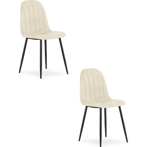 Chaise - leobert - padva - velours beige clairpieds noirs - 445 x 53 x 87 cm - lot de 2 211770288 (1/5)
