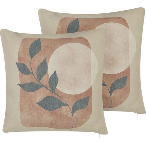 Dekokissen 2er Set CALLIOPSIS 45 x 45 cm Weiß Abstraktes Muster