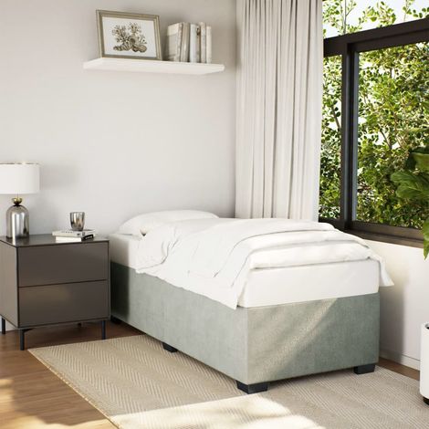 Cadre de lit 80 x 200 cm avec sommier à lattes, velours gris clair, sans matelas - PANGIVO (1/5)