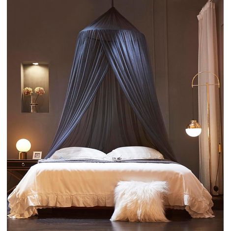 Noir,Moustiquaire ronde de qualité supérieure 60x250x1200cm Pour lit double, lit simple et king size Moustiquaire à l'intérieur et à l'extérieur Filet dense (1/5)