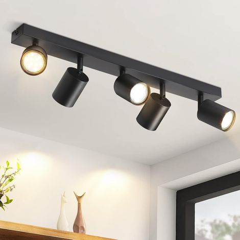 GBLY Plafón Spot - 5 luces - GU10 - L 550mm - negro - Moderno - iluminación interior - Salón I Dormitorio I Cocina I Comedor - sin bombillas (1/5)