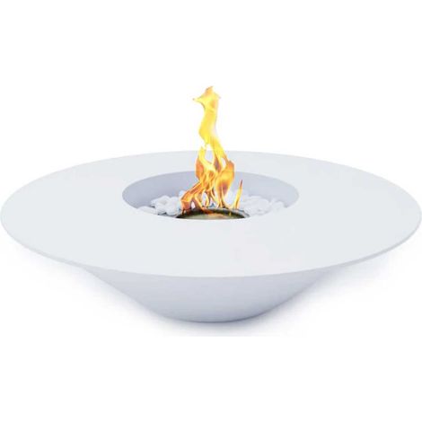 Santorini - Camino a bioetanolo da terra, braciere da giardino ø 60xH15 cm, colore bianco