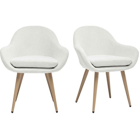 CANCUN-Fauteuil de table en tissu Ecru (x2) (1/5)