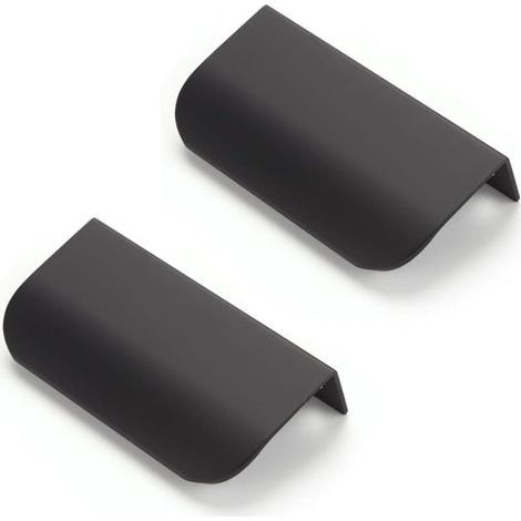 Set mit 6 schwarzen Griffen für Küchenmöbel, verdeckte Griffe, 80 mm lang, 64 mm Lochabstand (1/4)