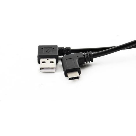 rechtwinkliges Typ-C-Stecker-auf-linkswinkliges USB-Stecker-Adapterkabel für Android-Handys/Tablets, federbelastetes Datenladekabel, 1,5 Meter. (1/5)