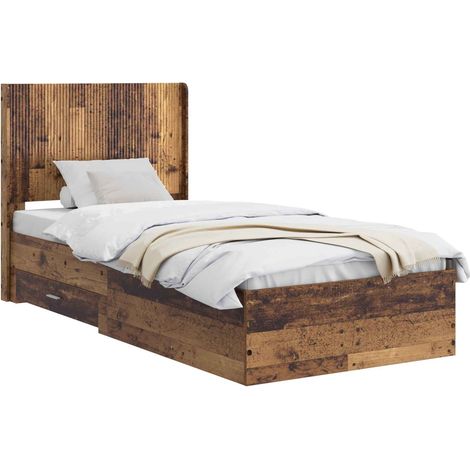 Bed Frame with Storage and Headboard Old Wood 90 x 190 cm vidaXL (1/5)