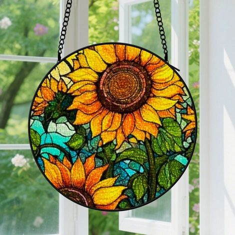 12.5cm Suspension vitrail pour fenêtre – Attrape-soleil pour porte, jardin ou intérieur – Décoration maison – Cadeau d'anniversaire ou de fête des Mères pour maman, homme, femme, parents, grand-mère o (1/5)