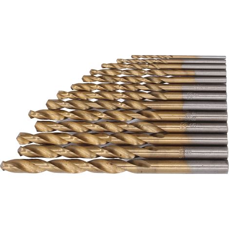 13-teiliges Set Spiralbohrer mit Schnellwechselsystem aus HSS für Holz und Metall, Schaft 1,5–6,5 mm, inklusive Koffer (Gold) (1/5)