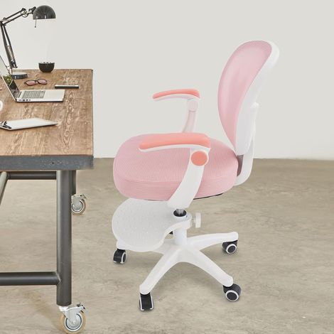 360° Drehbarer Kinderschreibtischstuhl,Ergonomischer Schreibtischstuhl mit Höhenverstellbarer,Hochklappbare Armlehnen,Atmungsaktives Mesh, moderner Lernstuhl für Junge Lernende (Rosa) (1/5)