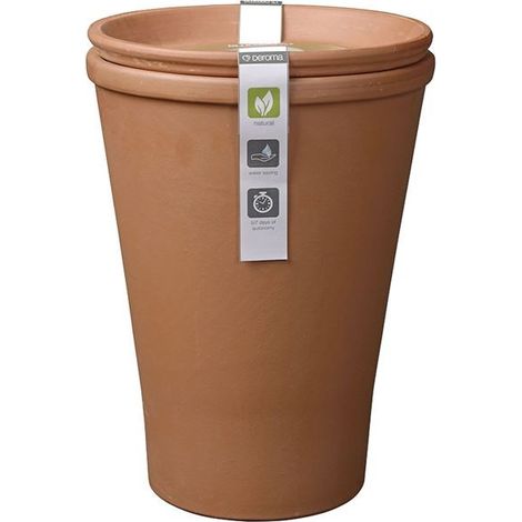 Cache-pot auto-irrigant en terre cuite rouge Ø 32 cm – Système Aquado pour hydratation optimale – Idéal pour plantes d'intérieur et extérieur – Deroma