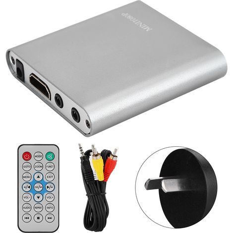 Lecteur multimédia numérique mini 1080P HDMI, décodeur disque dur avec télécommande (100-240V) Gris (1/5)