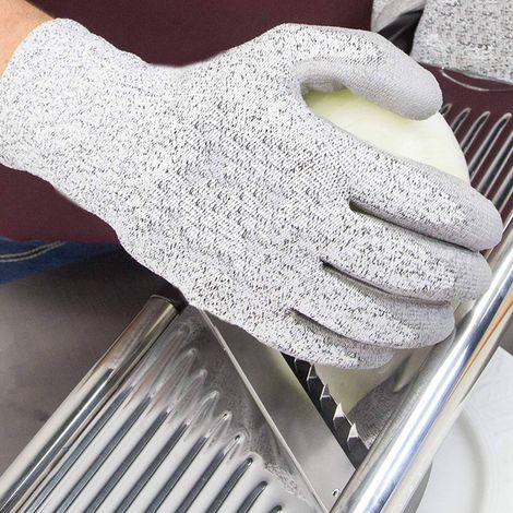 2 Paar graue, schnittfeste Gummihandschuhe, HPPE-schnittfeste Handschuhe, getränkte, schnittfeste Handschuhe der Schutzklasse 5 (1/5)