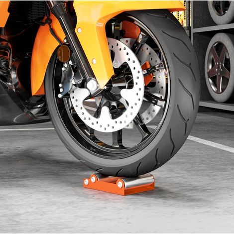 Supporto a rulli per moto 15 x 11,5 x 4 cm in alluminio arancione - MEUBLIV (1/5)