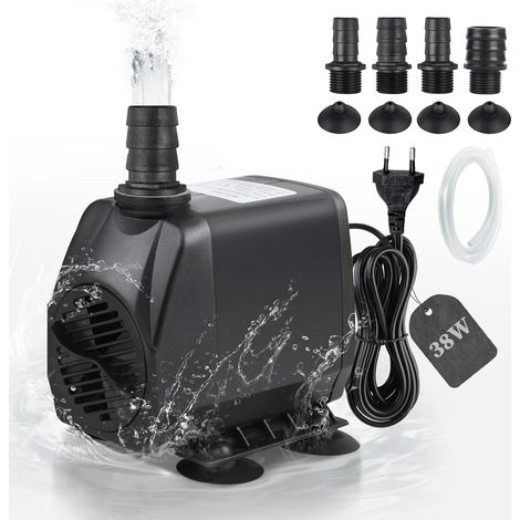 1 Pompe Submersible 2000 L/h 38W Silencieuse 4 Buses Câble 2m Aquarium Fontaine (1/5)