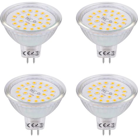 Lot de 12 ampoules LED MR16, ampoules LED GU5.3 à double broche, 4 W (équivalent halogène 40 W), 400 lm, 12 V, 3000 K, éclairage encastré à angle de faisceau de 120°, projecteur non dimmable, blanc ch (1/2)