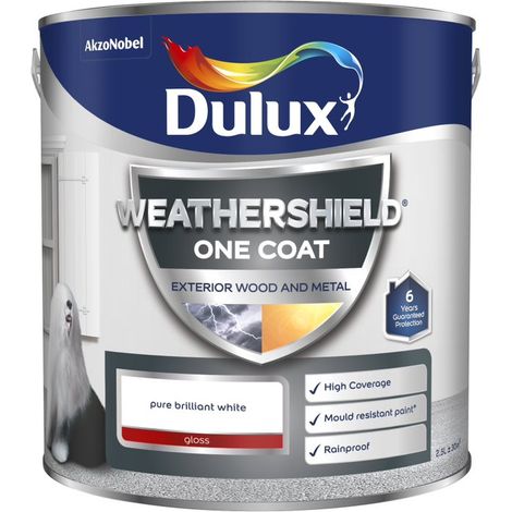 Dulux Weathershield One Coat Exterior Gloss - Pure Brilliant White - 2.5L