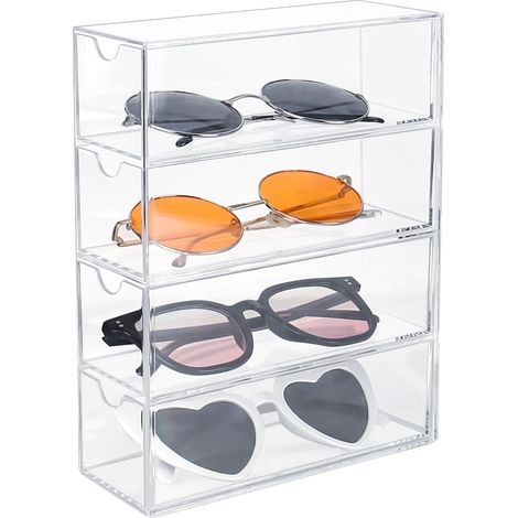 Support de Lunettes Boîte à Bijoux Présentoir De Lunettes Porte Organisateur avec 4 tiroirs Jewelry boîte de rangement pour bijoux Vitrines Tiroirs Support Lunette pour Lunettes, Bijoux, Montres (1/5)
