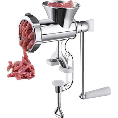 Macchina Tritacarne in alluminio con leva - Insaccatrice manuale con morsetti, per carne e verdure – Uso domestico e professionale (1/5)
