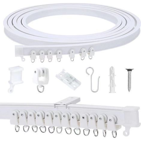 Rail de rideau flexible incurvé 3 m – PVC – Pour chambre, balcon, salle de bain, séparation et plafond (1/5)