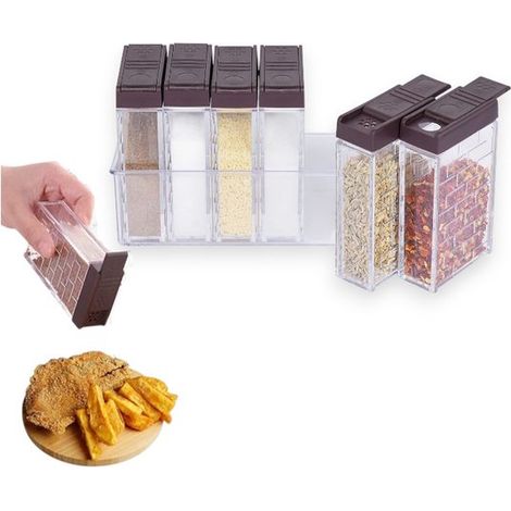 Set di 6 pezzi per la conservazione delle erbe aromatiche: barattoli per erbe e contenitori per spezie, contenitore per erbe con 6 scomparti e base, bottiglie per spezie da cucina e accessori, mazzo (1/5)