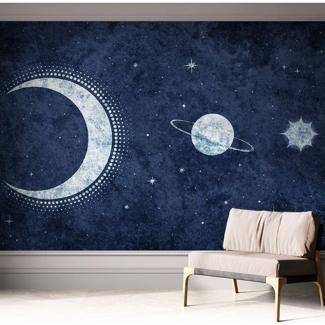 Selbstklebend Tapete - abwaschbar - Raumgestaltung Schlafzimmer Wohnzimmer Tapete Sternenmotiv 312x219 cm (1/5)
