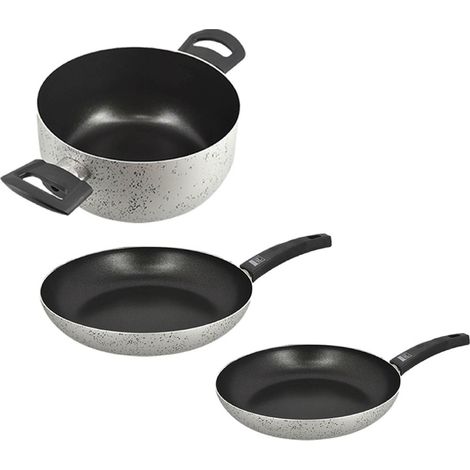MA MAISON BATTERIA 3 PZ - 1 PADELLA 20 CM + 1 PADELLA 24 CM + 1 CASSERUOLA 26 CM SET ANTIADERENTE ANTIGRAFFIO IN ALLUMINIO (1/5)