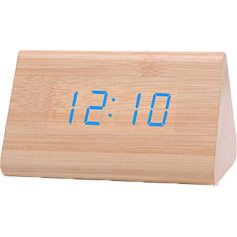 Horloge En Bois - Affichage Led Luminieux - Réveil Électronique Avec Capteur De Lumière - 2 Ports Usb - Pour Chambre Bureau Salon - 1 Pièce (1/5)