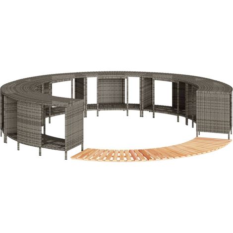 Whirlpool-Umrandung Grau Poly Rattan und Massivholz Akazie