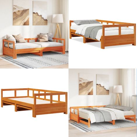 vidaXL Lit de jour sans matelas cire marron 80x200 cm bois pin massif