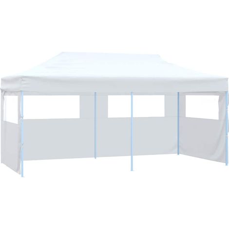 vidaXL Gazebo Pieghevole con 4 Pareti 3x6 m Acciaio Bianco