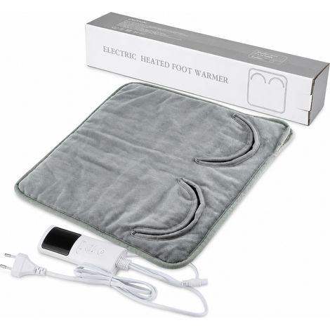 Chauffe-Pieds Électrique Gris avec Prise UE, 9 Niveaux de Température et 4 Réglages de Minuterie